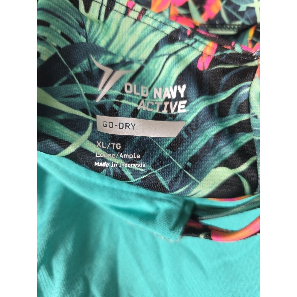 Old Navy Active Go Dry Womens XL Loose/Ample 2 in 1 Tank Splashing Teal Tropical - Picture 3 of 9